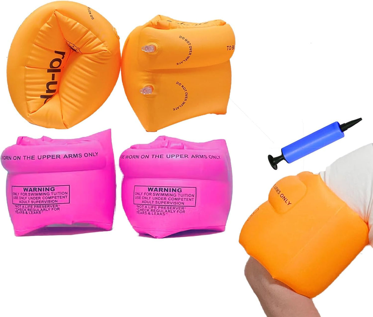 Ztikug inflatable arm floaties, 2 pack of PVC swim arm bands with inflater - view 6