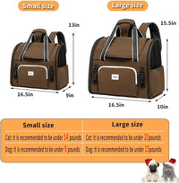 Pet Backpack Carrier for Small Dogs Medium Cats, Puppies - dark brown / 16.5"L x 10.0"W x 15.5"H - image 2
