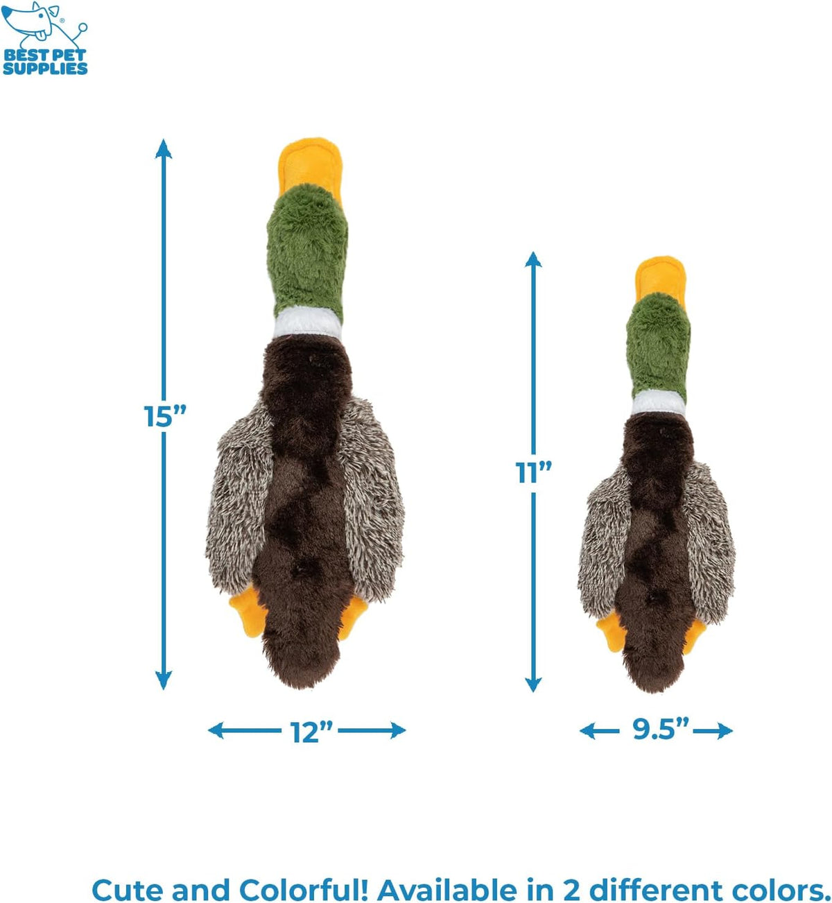 Best Pet Supplies Bunny Buddy Squeaky Plush Dog Toy, Beige - Mallard Duck (Brown) / Small - image 4