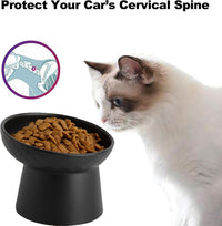 Elevated Cat Bowls, 15° Tilted Ceramic Raised Cat Food and Water Bowl Set, Whisker-Friendly - Black / 6.2 Inch (Pack of 2) - image 4