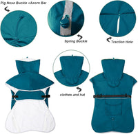 Dog Raincoat Waterproof Adjustable Rain Jacket Small Dogs Green - Blue / 6XL-Fit for 91-110 pounds - image 3