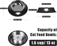 Serentive 2 Pcs Non-Slip Stainless Steel Small Cat Food Bowls - Silver, Purple,Black / 13 oz - image 2