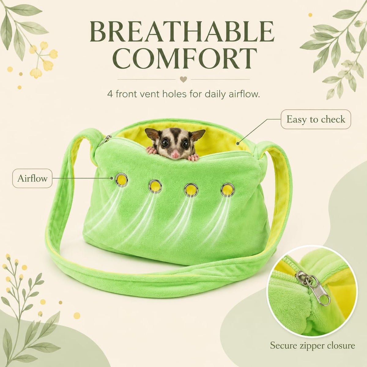 Cat Sling Carrier for Cats and Kittens - Green-Small - image 2