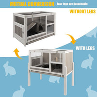 Guinea Pig Cages Indoor, Wooden Guinea Pig Cages with Stand, Rabbit Cage Hutch with Ramp and Hideout, Small Animals Cage Habitat with Not Leakage Pull Out Tray