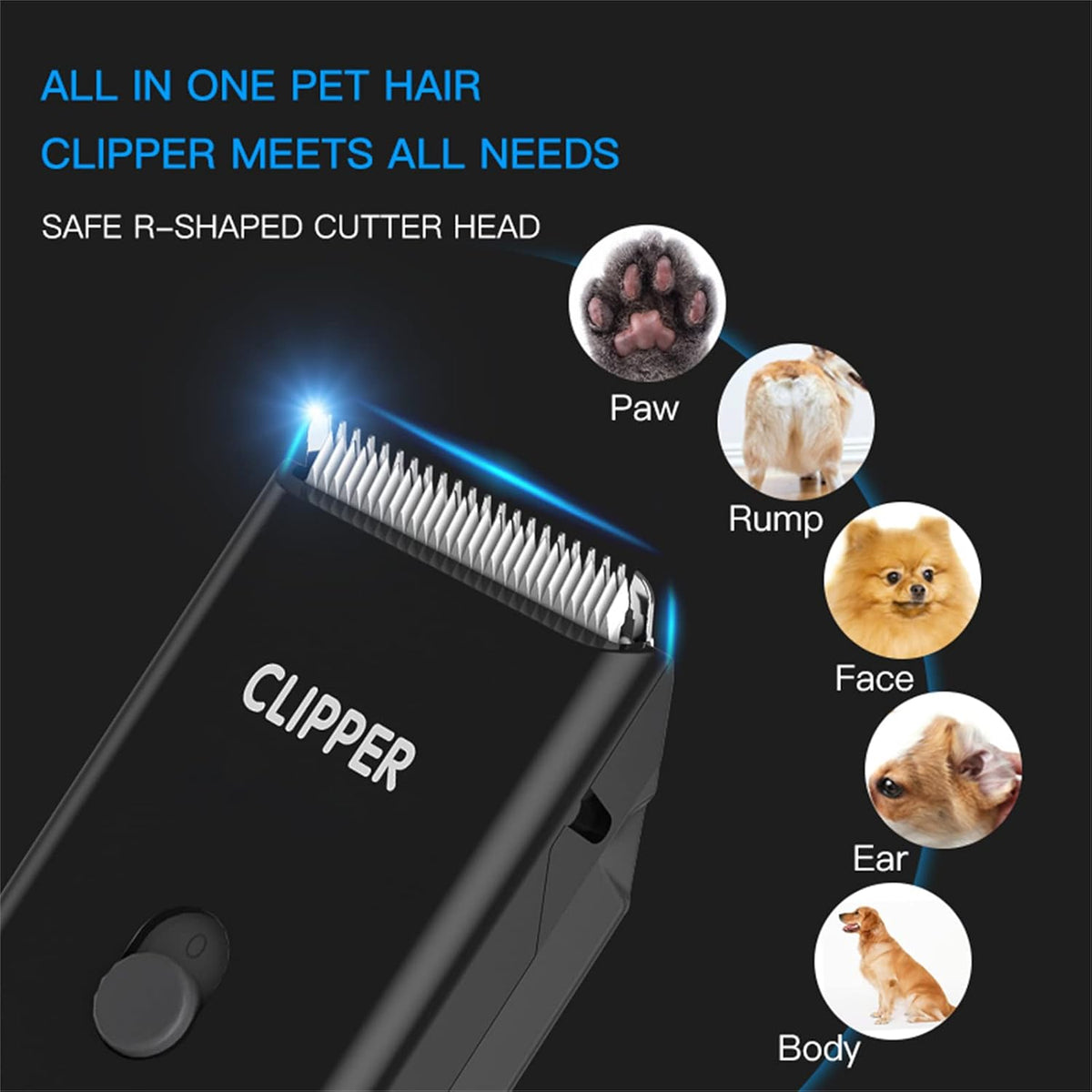 Professional Household Waterproof Low Noise Pet Hair Clippers - Ap005-black - image 4