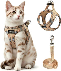 Escape Proof Cat Harness and Leash, Adjustable Vest - Beige / M