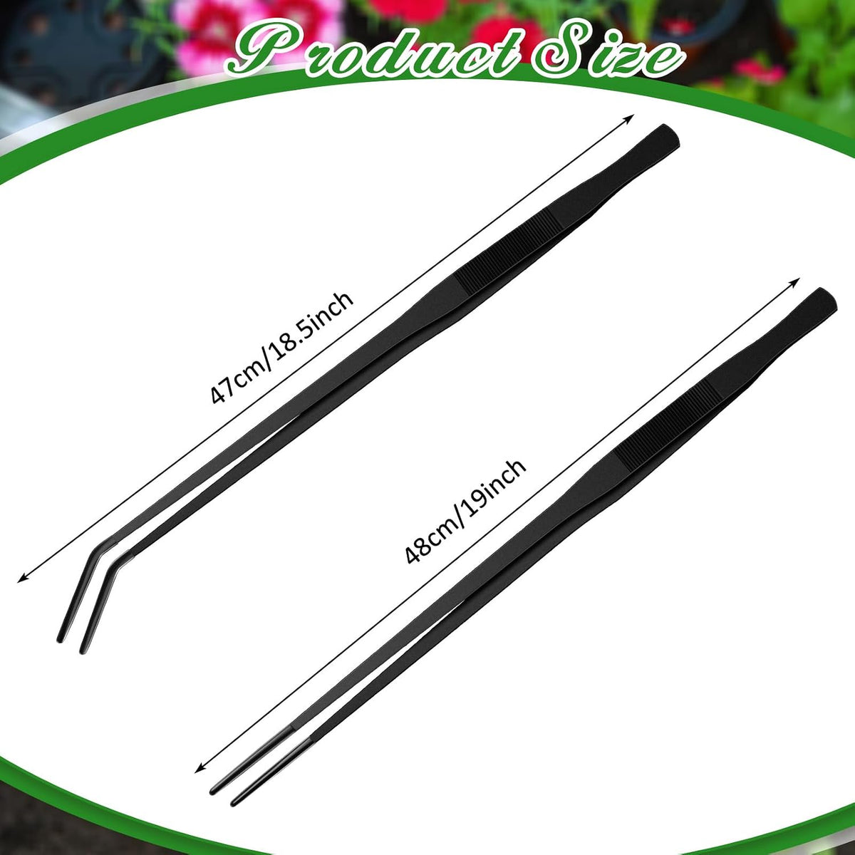 Lasnten 2 Pcs Reptile Feeding Tongs, Long - Black / 18.5 Inch, 18.9 Inch - image 2