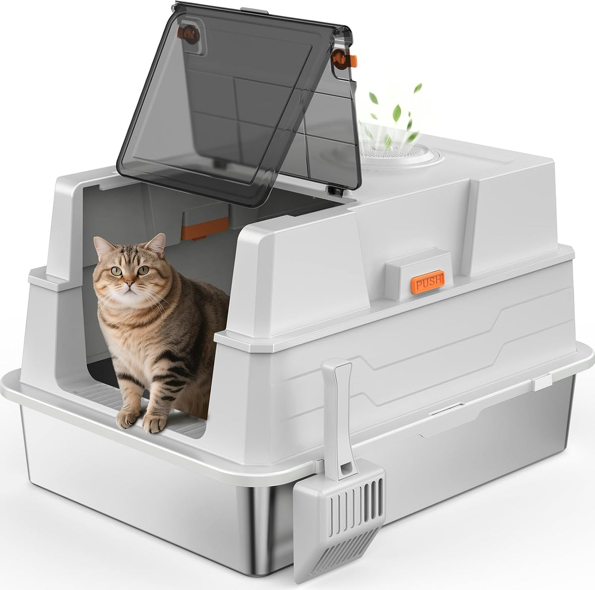 Stainless Steel Litter Box with Lid - Silver Grey / XXX-Large