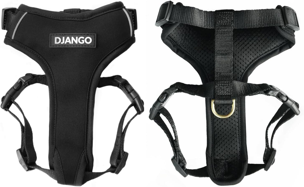Adventure Dog Harness, Padded & Adjustable - Black / Medium