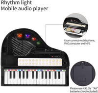 Losbenco kids piano keyboard toy with 31 keys, microphone and stool in pink - view 3