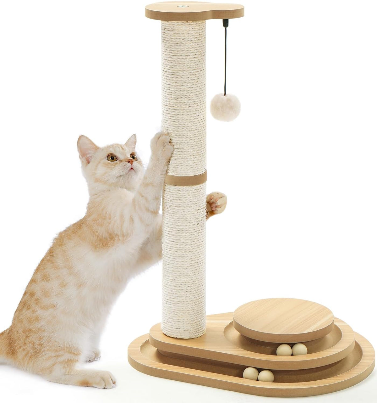 Made4Pets Kitten Toy Scratching Post for Indoor Cats with Ball Track – Essentials for Cats - 23.4"H