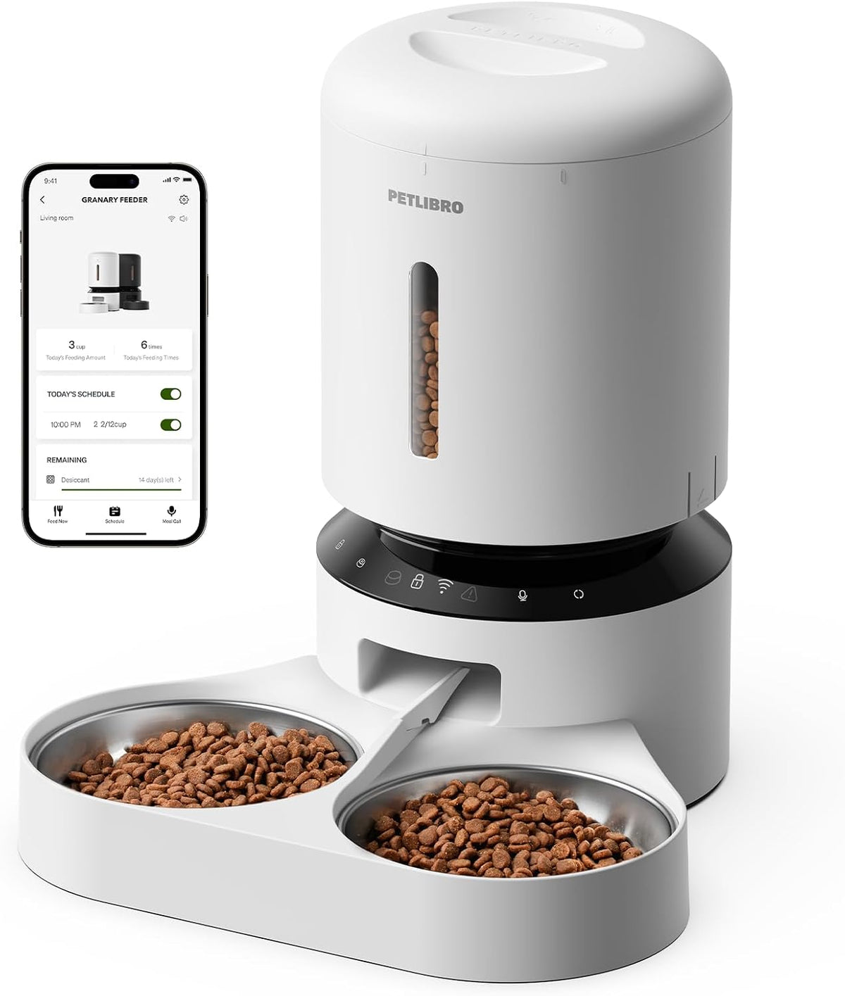 PETLIBRO Automatic Cat Feeder for 2 Cats - White / Dual Tray with WiFi