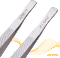 2 Pcs Heavy Duty Reptile Feeding Tongs, Aquarium Tweezers 18 Inch, Straight and Curved Extra Long Tweezers, Reptile Tongs, Aquarium Tongs, Aquarium Tweezers Extra Long