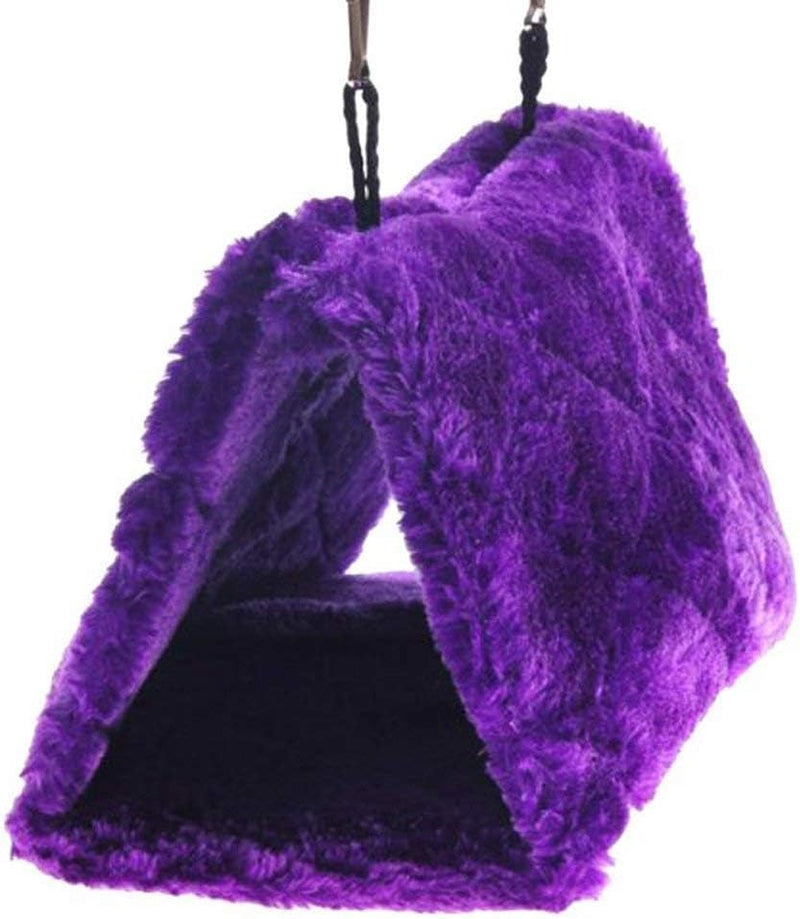 Plush Pet Bird Hut Nest Cdycam Hammock Hanging Cage Warm Nest Happy - Medium (Pack of 1) / Purple