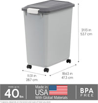 IRIS USA Airtight Pet Food Storage Rolling Container - 40 lbs / Gray/Dark Gray - image 3