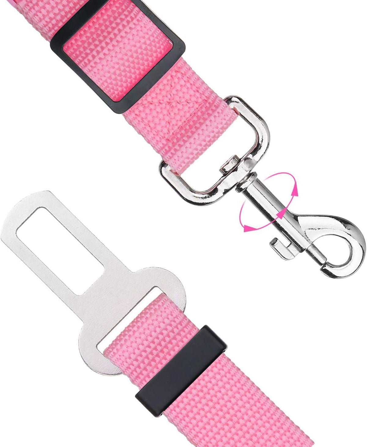 Elisel Elisel 2 Packs Adjustable Length Pet Dog Cat car seat Belt Pet - Pink - image 3