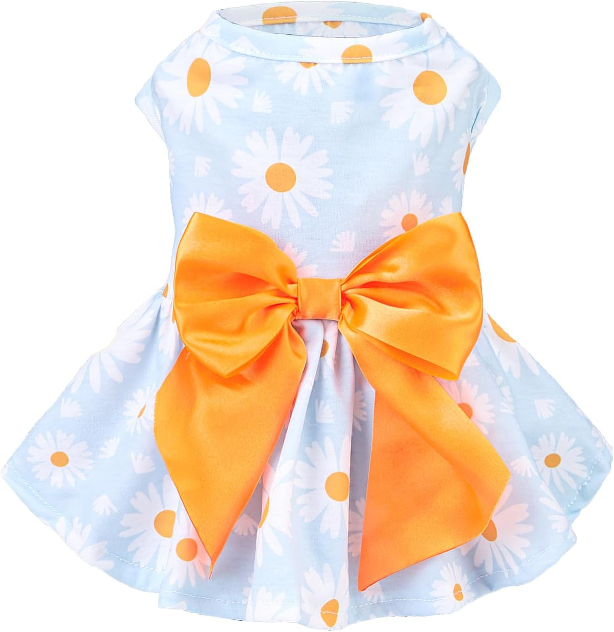 PUPTECK Classic Beige Plaid Dog Dress with Bow Puppy Skirt Clothes M – Essentials for Dogs - Blue(Daisy) / Medium
