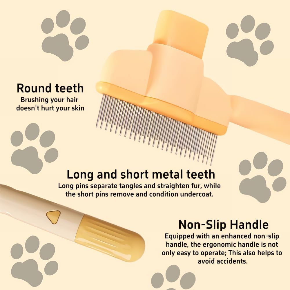 TemApex 2-piece pet comb for dogs and cats with long and short stainless steel teeth - view 4