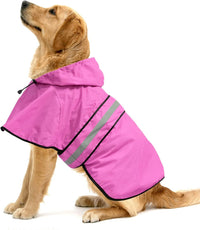 Waterproof Dog Raincoat, Adjustable Pet Rain Coats - Pink / X-Large