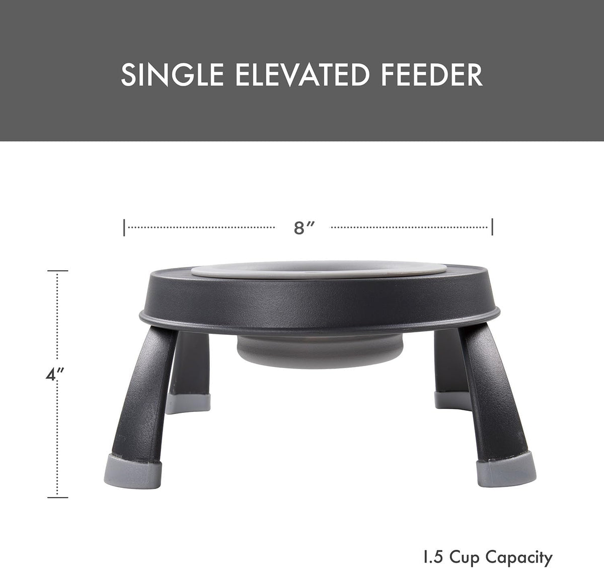Dexas Pets Elevated Pet Feeder, 4 Cup Capacity - Small/1.5 Cup Capacity / Light Gray - image 2