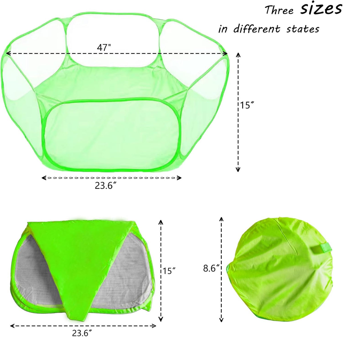 Small Animals Playpen, Portable Pop-up Open Interactive Pet Tent - Green - image 3
