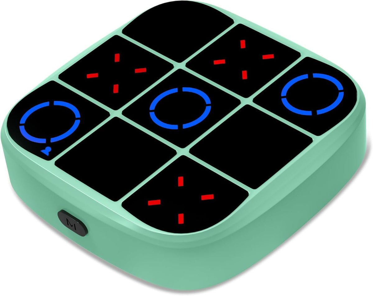 Tic-Tac-Toe Bolt Game, 4-in-1 Handheld Puzzle Games Console, Electronic Tic-Tac-Toe Game - Cyan / M(Classic)
