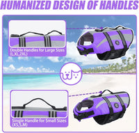 EMUST Dog Life Jacket, High Visibility Dog Life Vests with 2 Rescue Handles – Essentials for Dogs - Medium / Purple - image 2