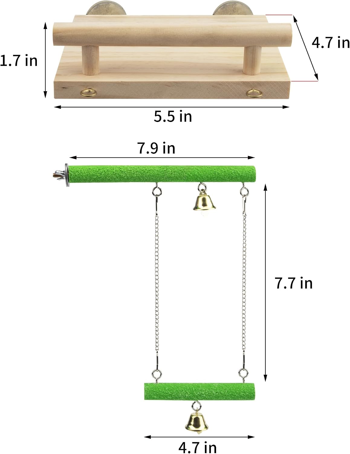 Bird Perches for Conure Stand Natural Wood Platform Bird Nail - Pattern 2 - image 2