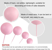 ASTARON 32 Pcs Foam Balls Cake Topper Decorations for Party Cake - Pink，gold - image 3