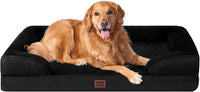 EHEYCIGA Orthopedic Dog Beds for Large Dogs, Waterproof Memory Foam Large Dog Bed with Sides, Non-Slip Bottom and Egg-Crate Foam Pet Couch Bed with Washable Removable Cover, Black