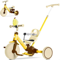 RIDYEE 5-in-1 toddler tricycle with parent push handle and harness seat - view 3