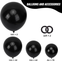 RUBFAC Balloons Black Balloon Arch for Black Birthday Decorations - Black - image 2