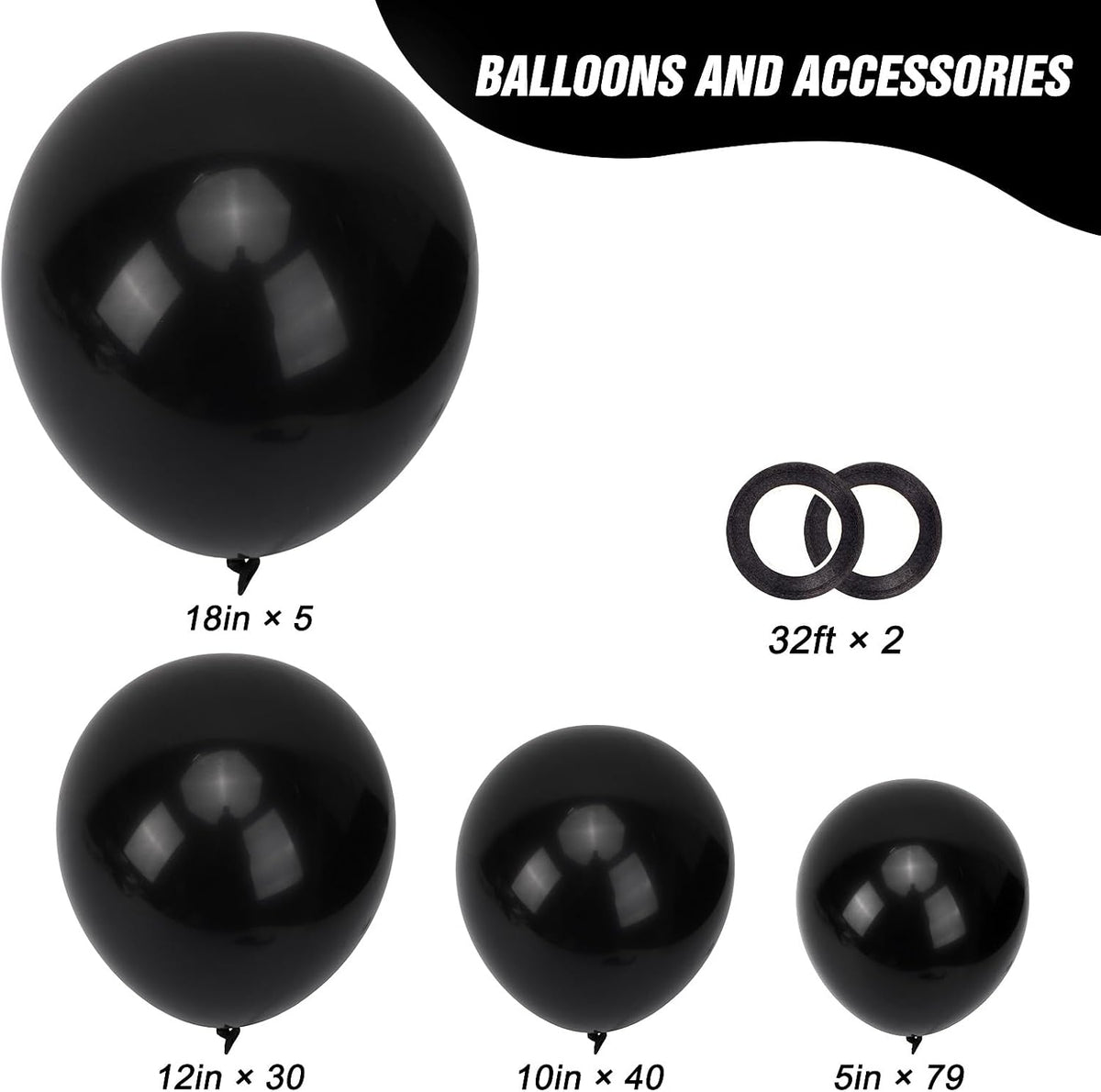 RUBFAC Balloons Black Balloon Arch for Black Birthday Decorations - Black - image 2