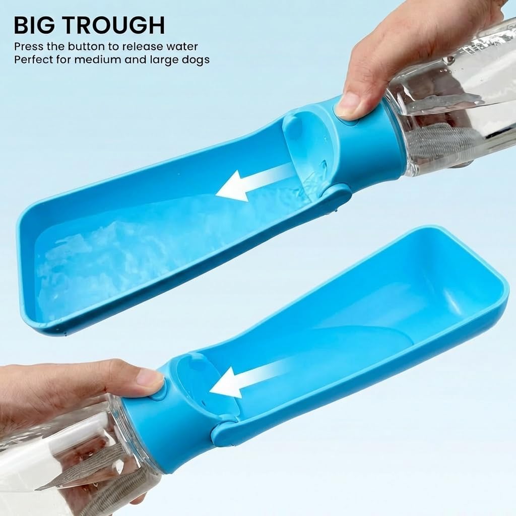 Portable Dog Water Bottle Dispenser [Leak Proof & Foldable] Dog - Indigo / 19OZ - image 4