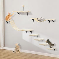 Cat Wall Shelves, Space-Saving Wood Cat Wall Furniture for Indoor Cats – Essentials for Cats - Beige