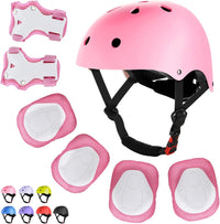 WayEee Kids Bike Helmet Set Knee Pads Adjustable Protective Gear - Pink / M(7-14years)