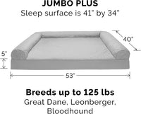 Furhaven Orthopedic Dog Bed for Large Dogs w/ Removable Bolsters & Washable Cover, For Dogs Up to 125 lbs - Quilted Sofa - Silver Gray, Jumbo Plus/XXL