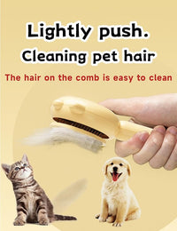 Cat & Dog Grooming Brush (Purple) - Stainless Steel Tooth Comb, Rubber Massage Needles, Self-Cleaning, Suitable for Kittens to Long-Haired Cats & Dogs