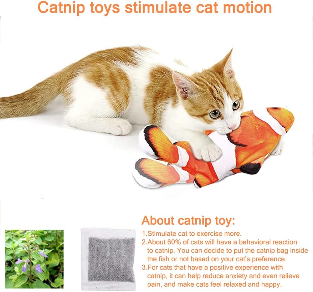 Tocirelo Cat Toys Flopping Fish with Catnip - Clownfish - image 2