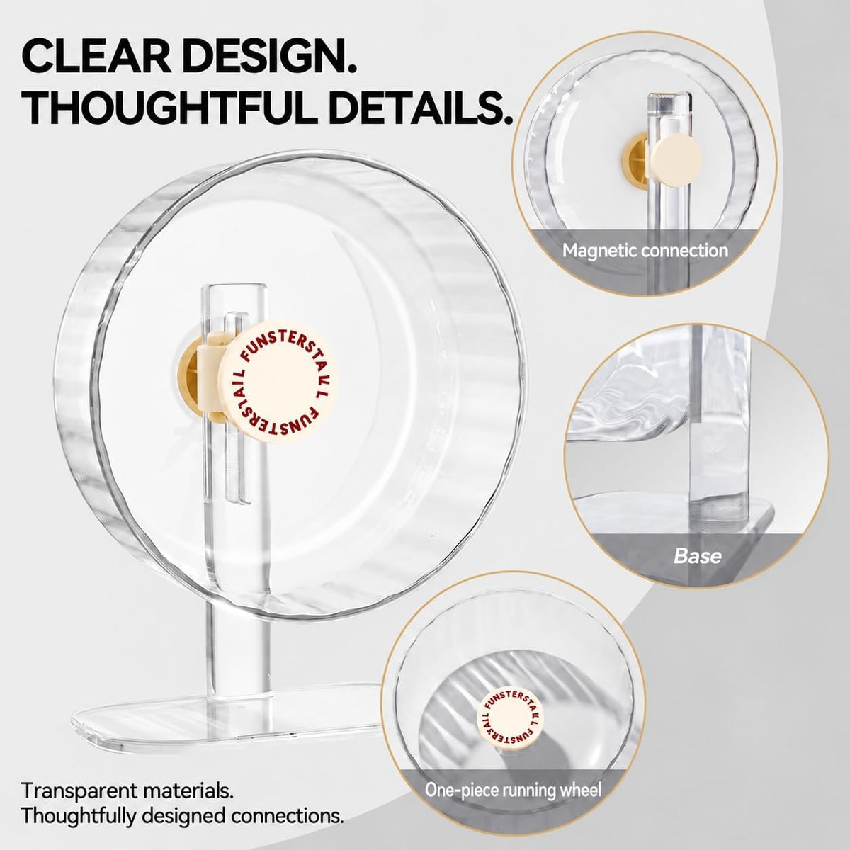 Super Silent Hamster Wheel 10.2 Inch, Magnetic Running Wheel - Cream White / Small(8.7 inch) - image 3