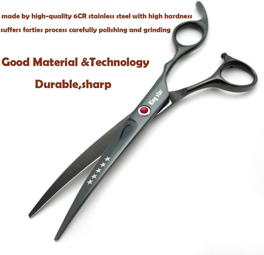 7.0in Titanium Professional dog Grooming Scissors set - Bright Black - image 4