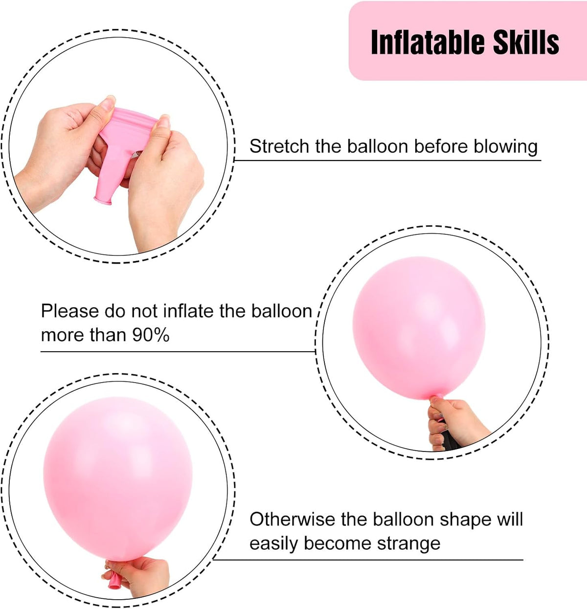 RUBFAC White Balloons Different Sizes 135pcs for Birthday Arch – Fun for Kids & Family - Pastel Pink - image 3