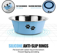Stainless Steel Dog Bowls - Blue / 3.6 Cups/29 OZ - image 2