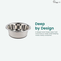 Deep Stainless Steel Dog Bowls, 3 US Cup Each - 2 Bowls / 3 Cups - image 3