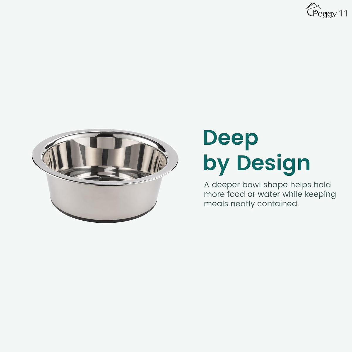 Deep Stainless Steel Dog Bowls, 3 US Cup Each - 2 Bowls / 3 Cups - image 3