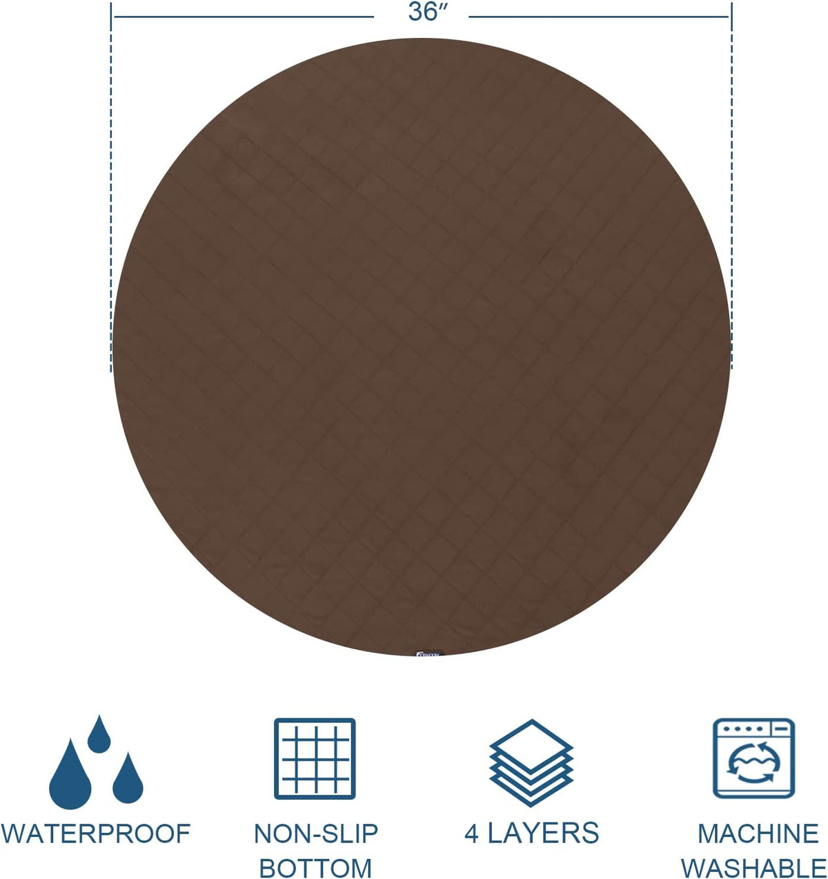 Washable Reusable Pee Pads for Dogs 2 Pack - 36" Round 2 Pack / Grey & Chocolate - image 4