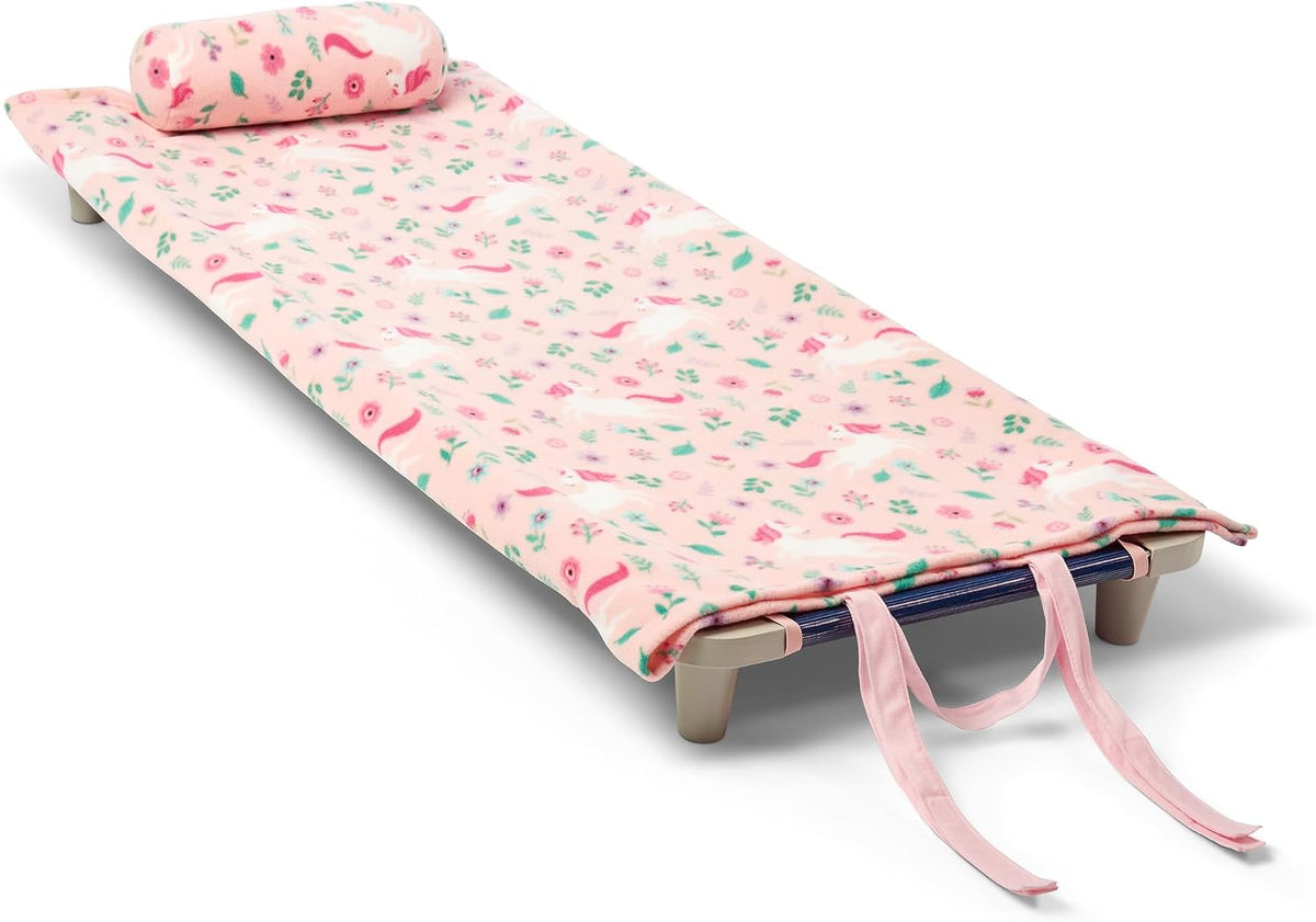ROLLEE POLLEE Nap Sac Roll Up Napping Blanket with Attached Pillow - Unicorn Garden