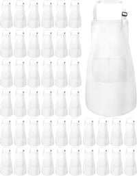 ZLEVEAYN 30 pack of black kids painting aprons with two front pockets - view 3