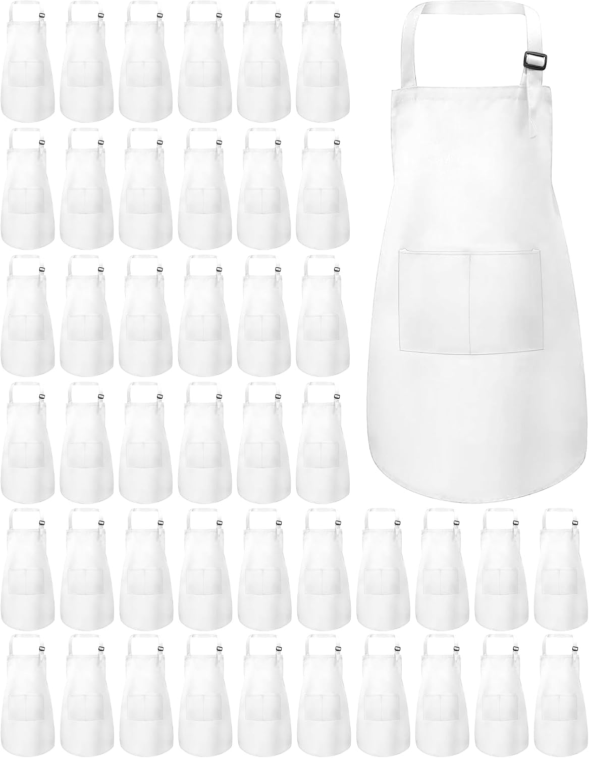 ZLEVEAYN 30 pack of black kids painting aprons with two front pockets - view 3