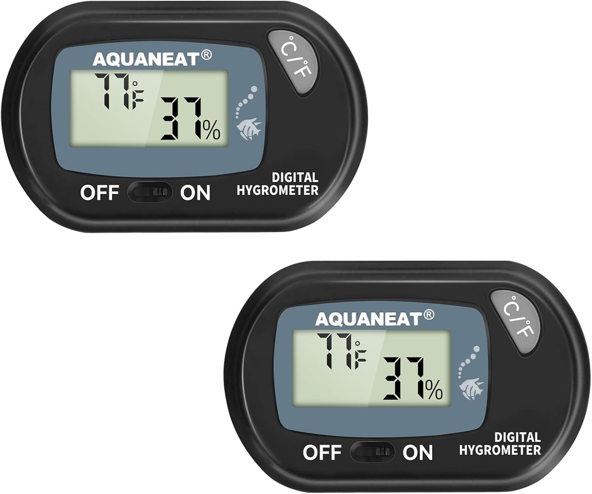 AQUANEAT Reptile Thermometer Hygrometer Digital Display Temperature - 2 Packs